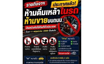 “ราชกิจจาฯ”เผยแพร่ประกาศ 8 สถานที่ ห้าม“ดื่ม-ขายแอลกอฮอล์”มีผลแล้ววันนี้